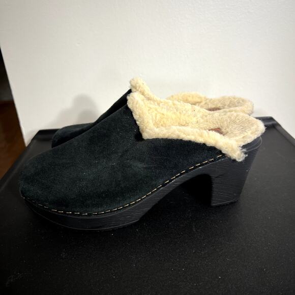 BioNatura Black Faux Fur Heeled Clogs - Picture 3 of 6